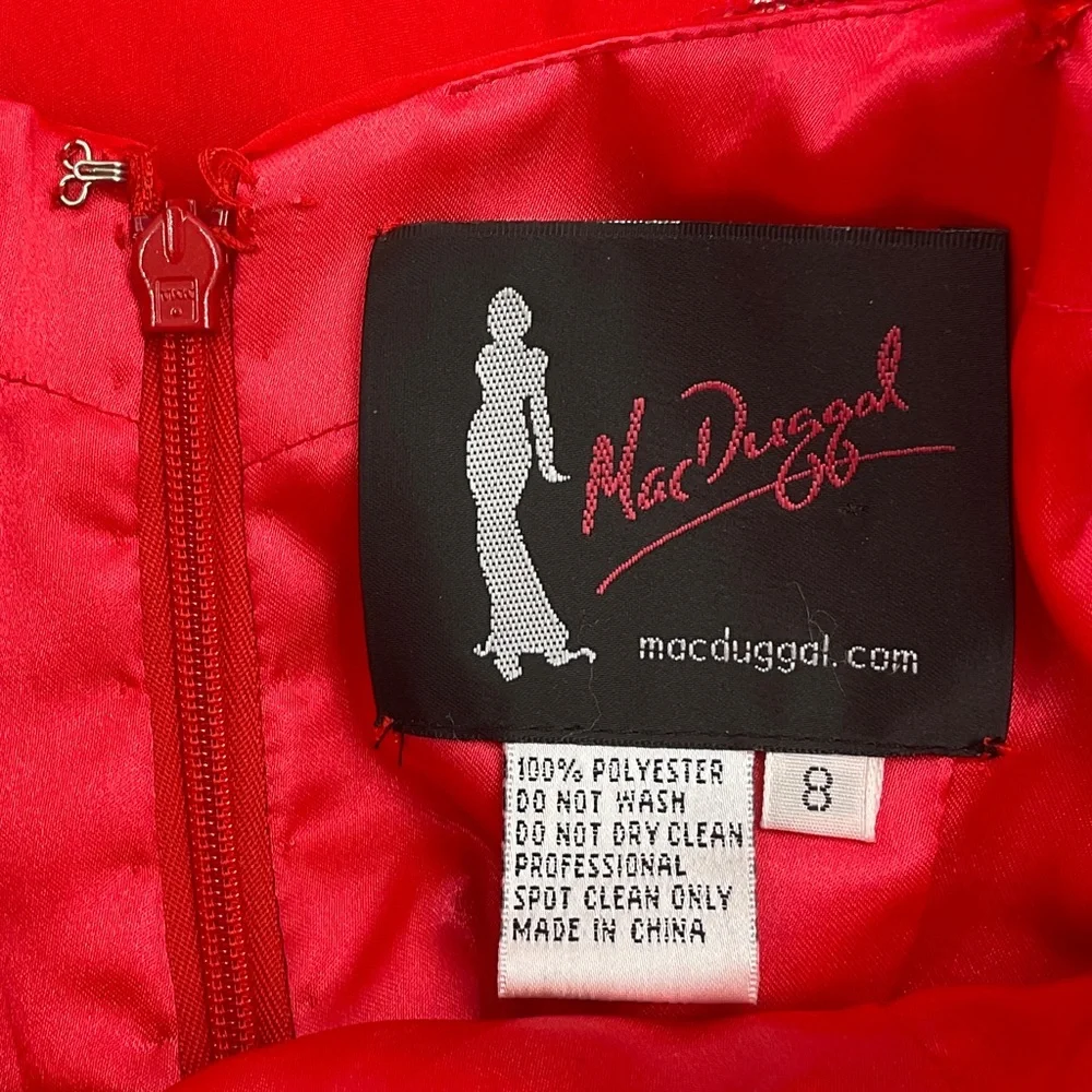 Mac Duggal Strapless Red Gown with Silver Detailing - Picture 15 of 16